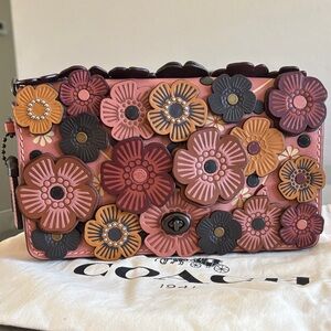 Coach Pink and Brown Floral Clutch